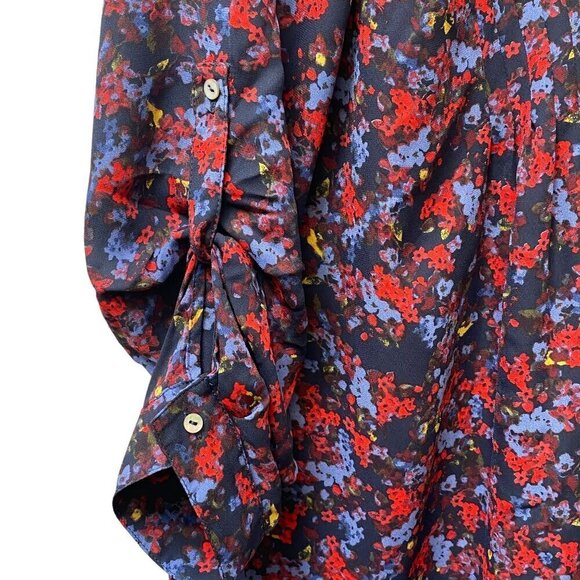 Pea in the Pod Maternity Top Medium Floral Blouse Blue Red - Picture 7 of 9